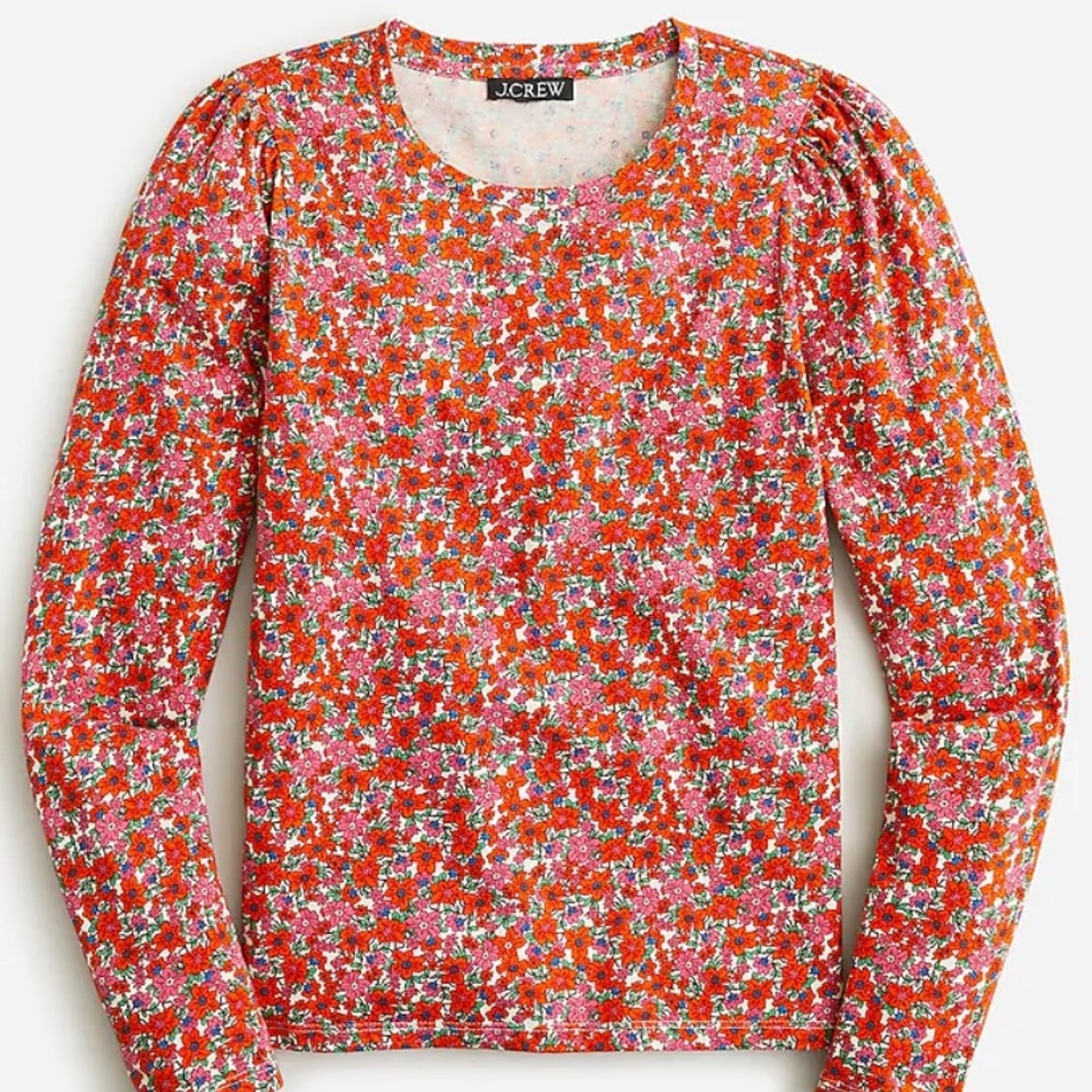 J. Crew Women's Floral print Long Sleeve Top - Red and Pink NWT